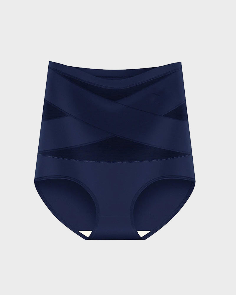 Plus-Size High-Waist Cross Tummy Control Panties