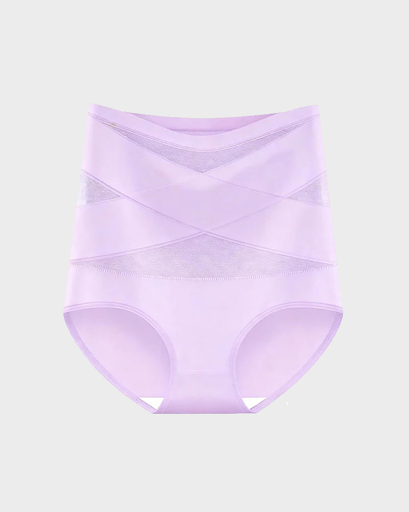 Plus-Size High-Waist Cross Tummy Control Panties