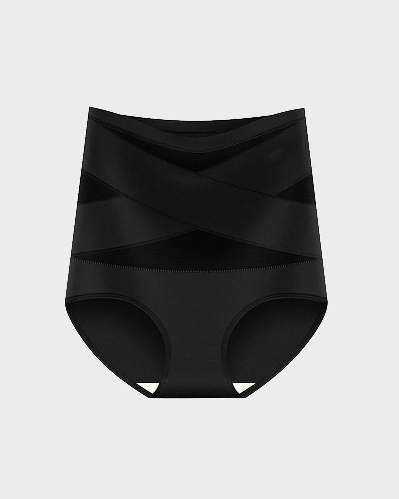 Plus-Size High-Waist Cross Tummy Control Panties