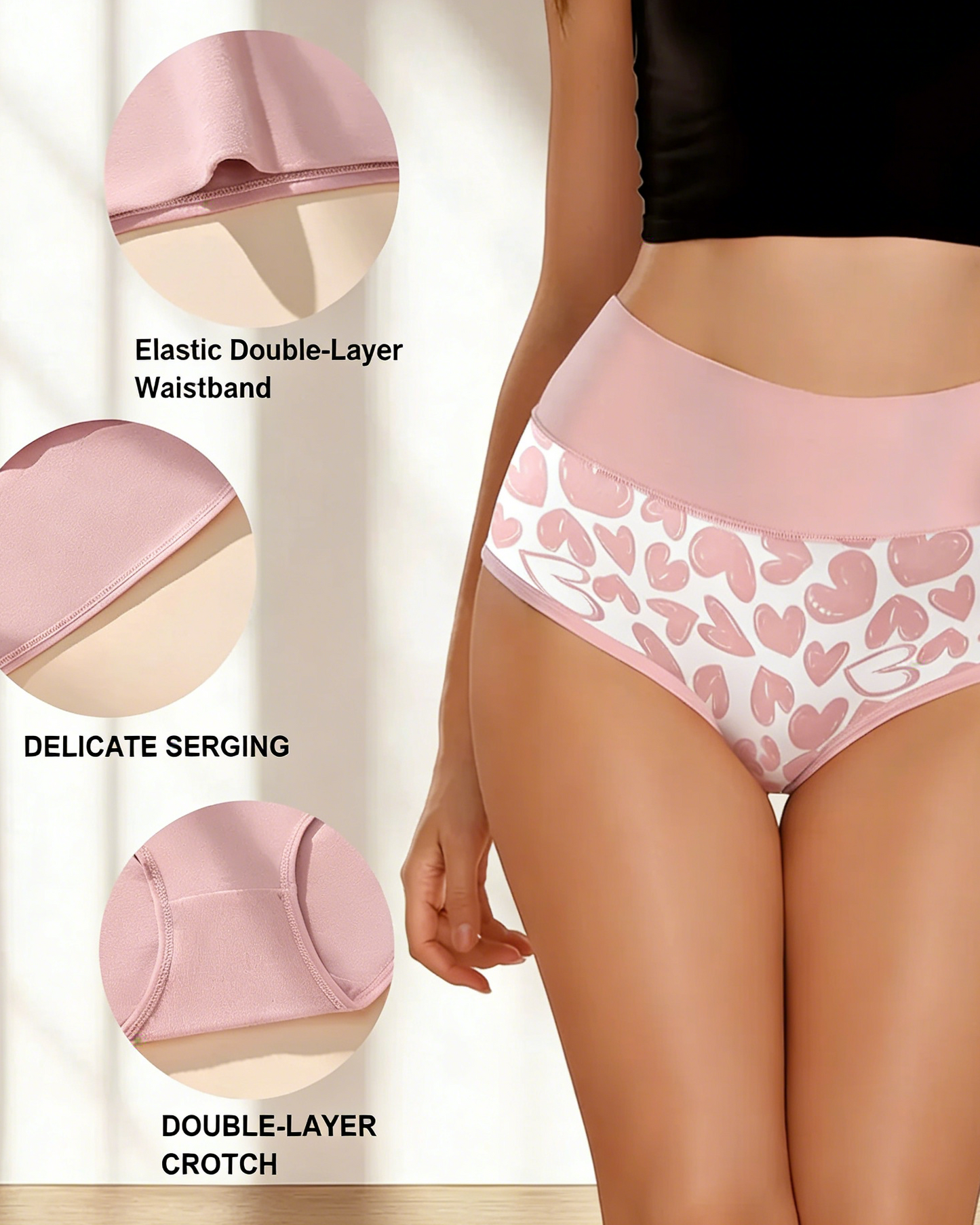 Cute Love Print Soft Cotton Stretchy Women's Panties