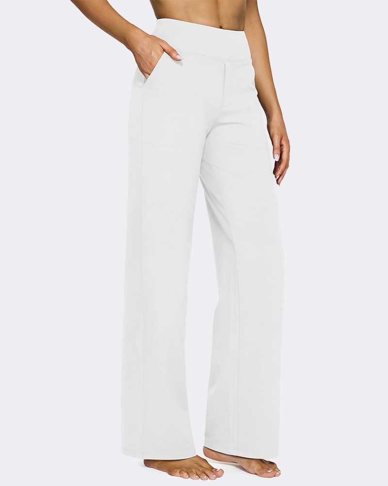 High-Waist Wide Leg Yoga Pants with Pockets