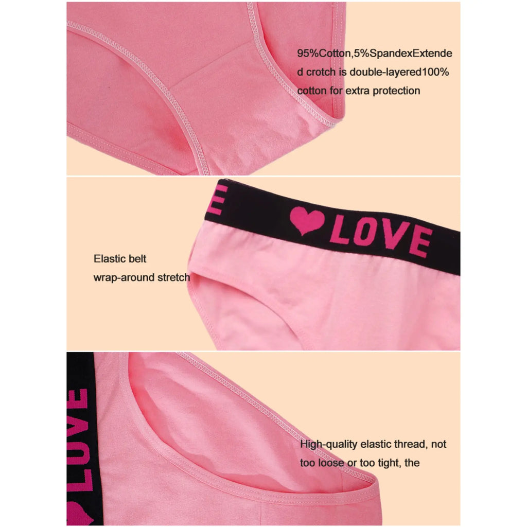 Women's Soft Breathable Heart Tape Panties-6 packs