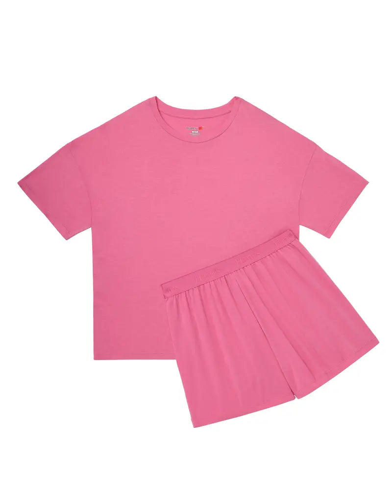 Women's 2-Piece Soft Lounge Set – Boxy Tee & Sleep Shorts, Comfortable Breathable Loungewear
