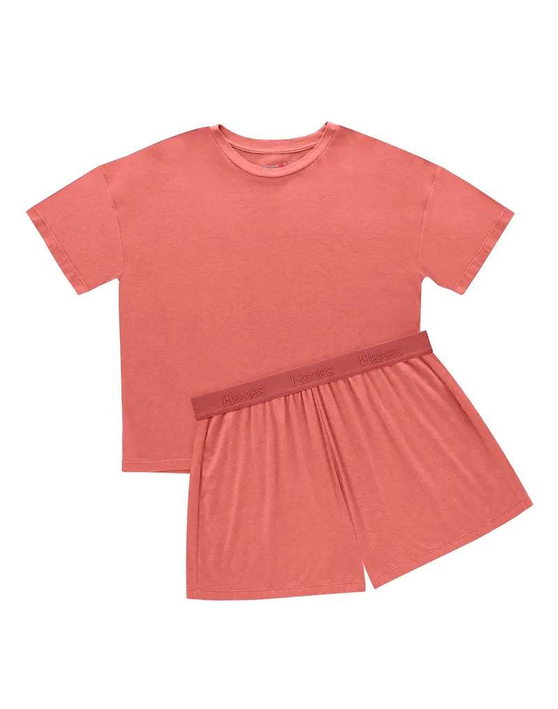Women's 2-Piece Soft Lounge Set – Boxy Tee & Sleep Shorts, Comfortable Breathable Loungewear