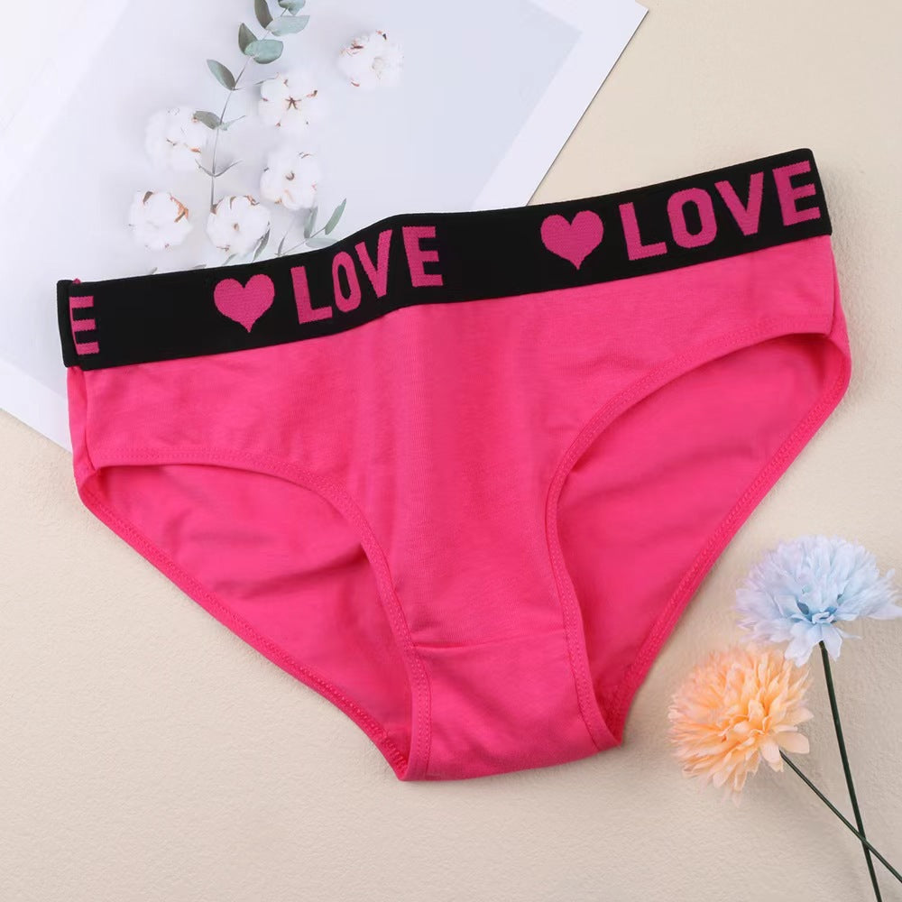 Women's Soft Breathable Heart Tape Panties-6 packs