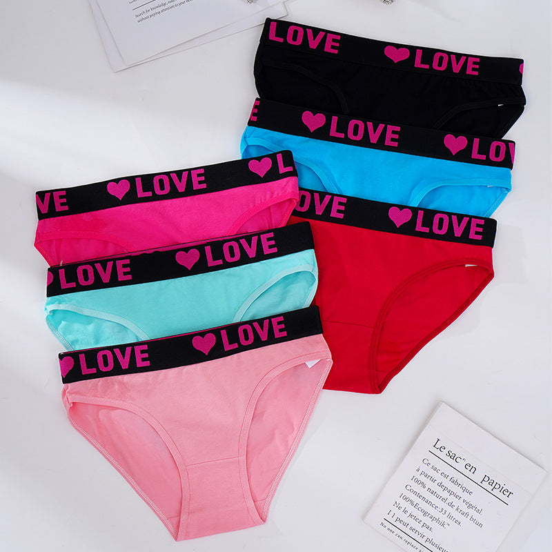 Women's Soft Breathable Heart Tape Panties-6 packs