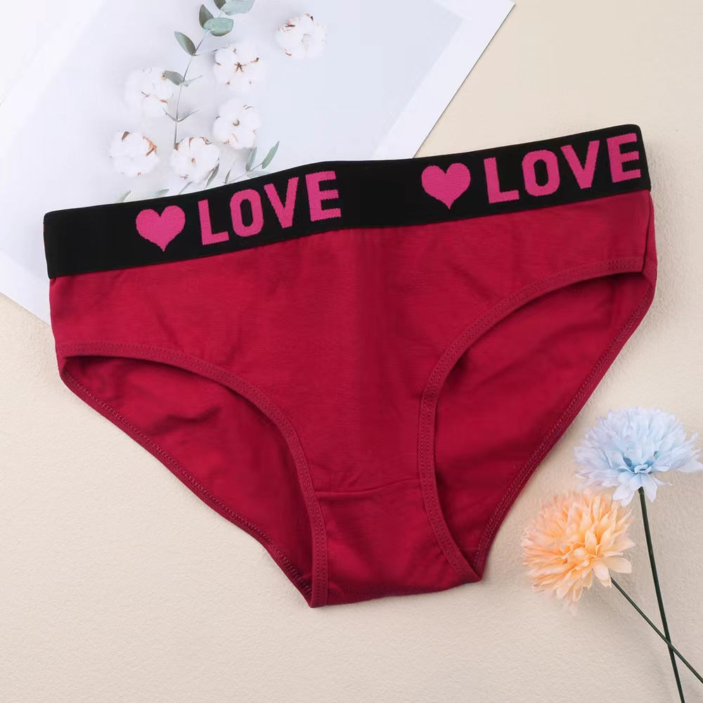 Women's Soft Breathable Heart Tape Panties-6 packs