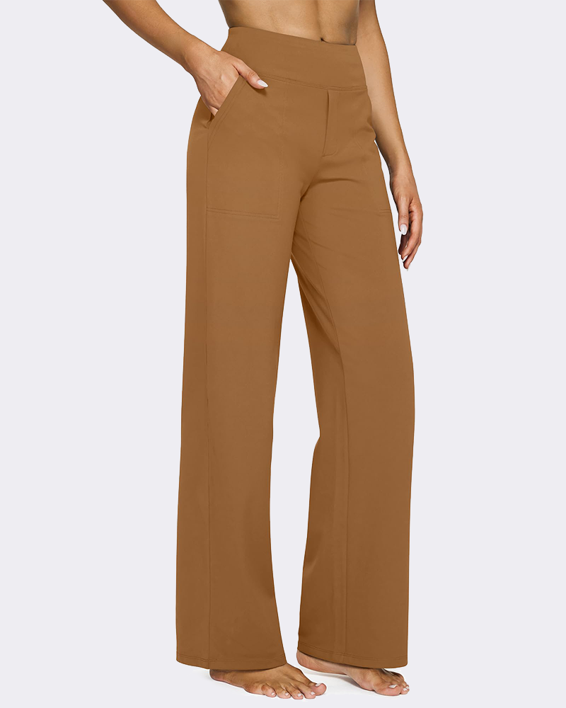 High-Waist Wide Leg Yoga Pants with Pockets