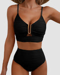 U-Wire Cutout Textured High-Waist Bikini Set